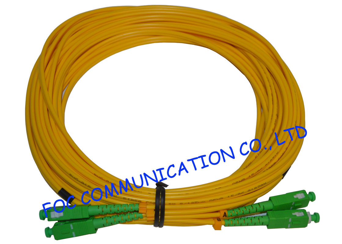 PVC کابلهای پچ فیبر نوری SC / APC Duplex Low Insertion Loss